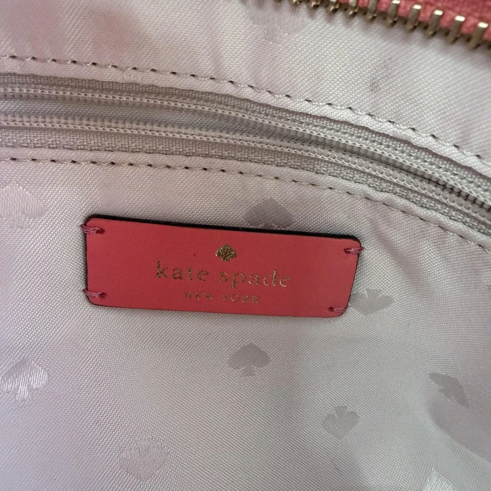 Kate Spade Tote Bag Womens Large Pink Leather Zip Butterfly Shoulder Purse